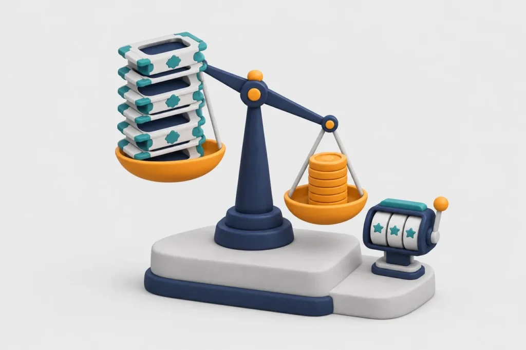 Clay scale weighing headline against value in pokies sign up bonus offers